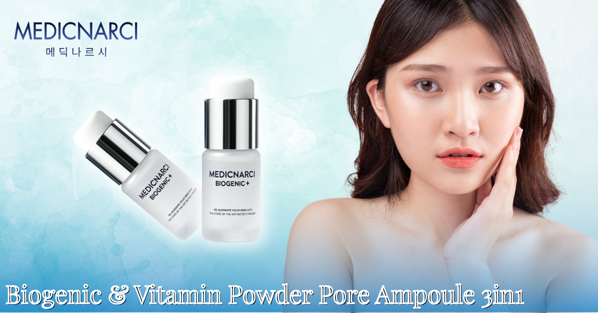 Biogenic & Vitamin Powder Pore Ampoule 3in1 – Thu nhỏ lỗ chân lông, sáng da tự nhiên | Medicnarci Korea